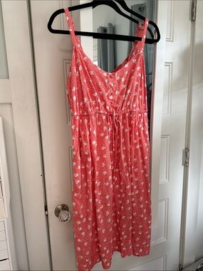 torrid Coral Midi Dress with White Floral Print
